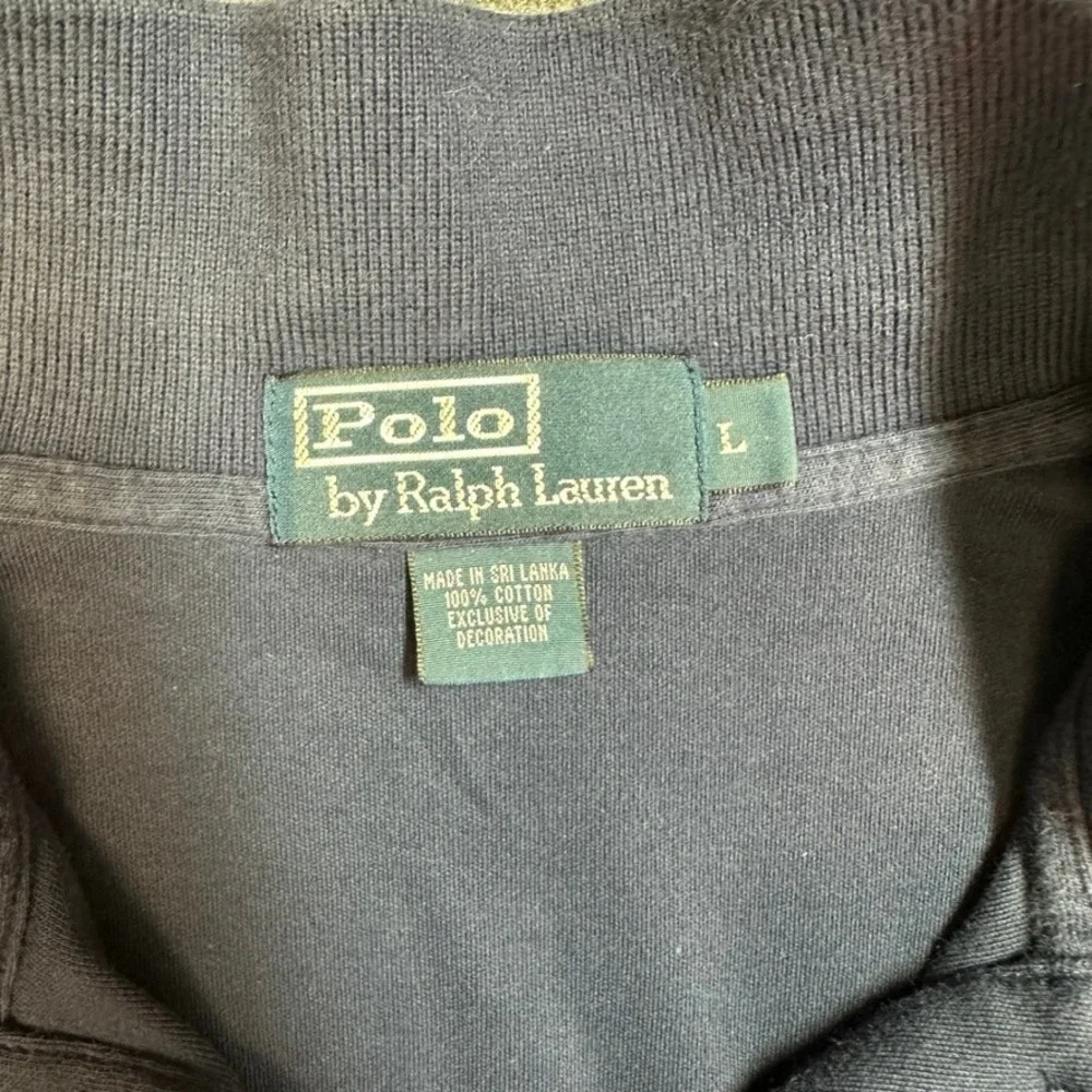 Polo Ralph Lauren Mens Large Navy Blue Short Sleeve Cotton Pique Polo Shirt Logo